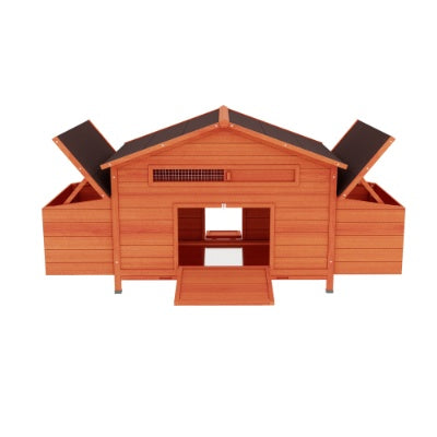 Large Wooden Chicken Coop with Nesting Boxes & Leakproof Tray