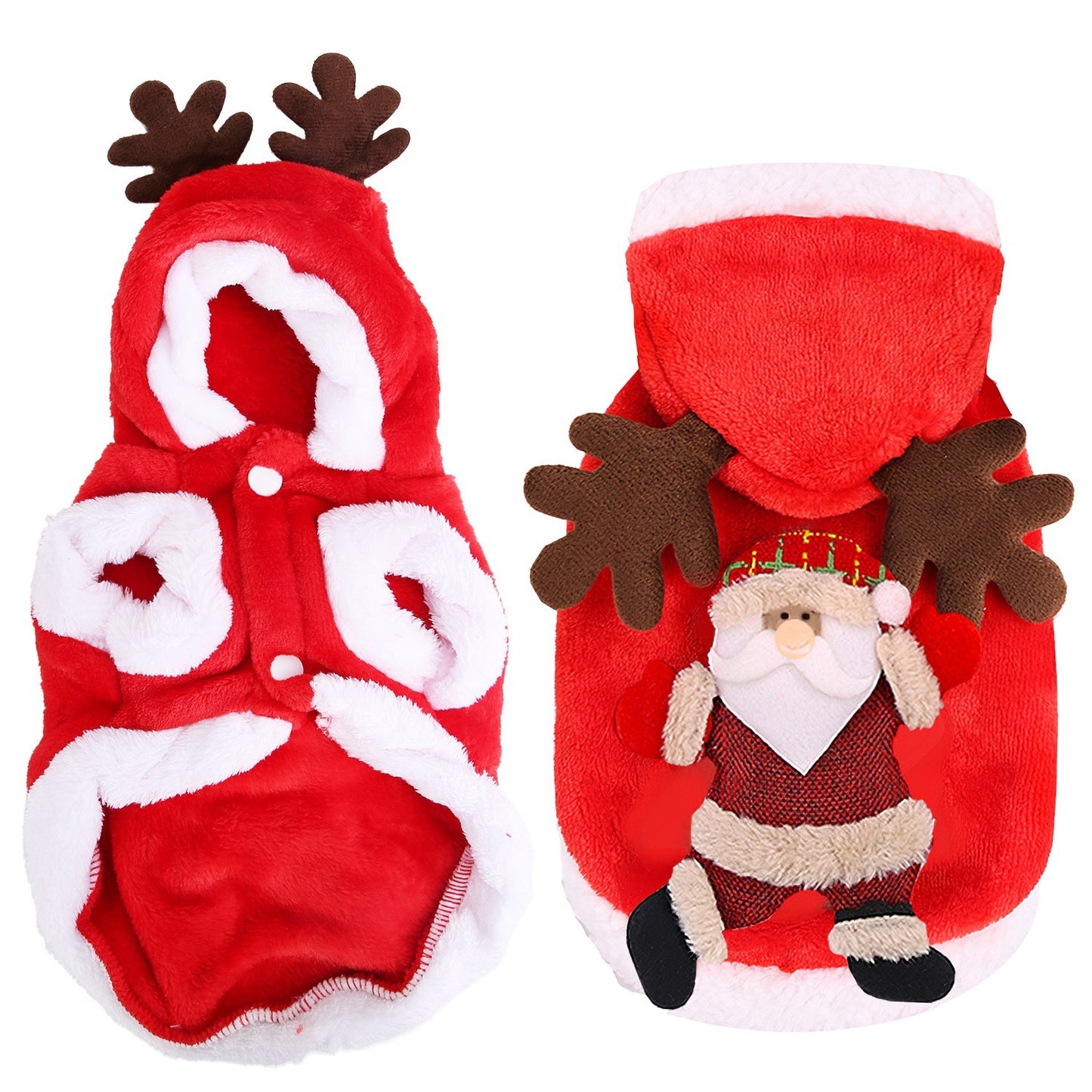 Pet Christmas Clothes – Santa Claus & Reindeer Antlers Costume for Cats and Small Dogs