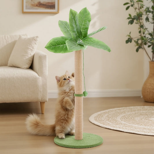 33 Inch Cat Scratching Post – Tall Palm Tree Design with Toy