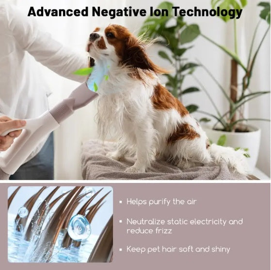 1 Pc Dog & Cat Hair Blower with Negative Ion Function & Adjustable Temperature – Professional Pet Dryer