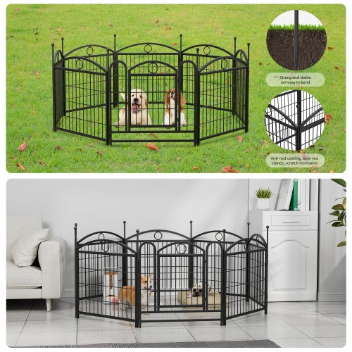 24-Inch 8-Panel Metal Dog Playpen – Foldable Indoor & Outdoor Pet Exercise Pen