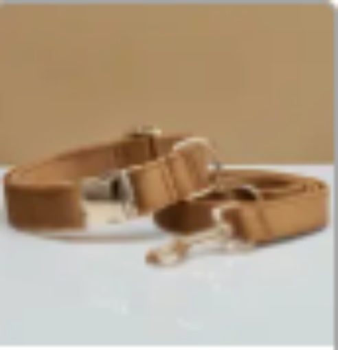 FieryFur Personalized Velvet Dog Collar & Leash Set with Bow – Custom Engraved Name Tag