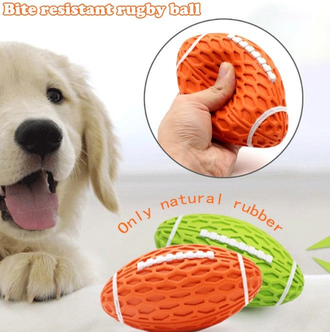 Squeaky Rubber Football for Dogs – Durable Fetch Toy for Aggressive Chewers, Heavy-Duty Interactive Ball