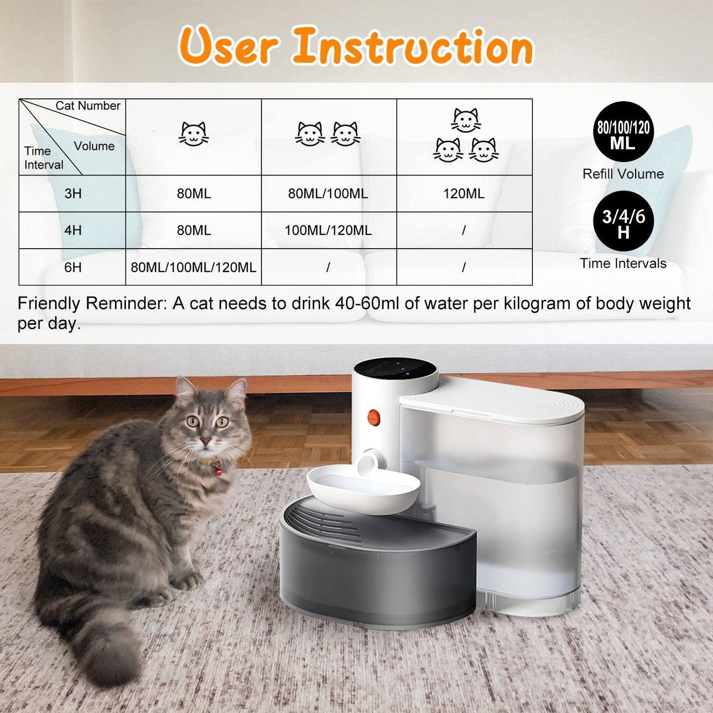 Smart Pet Water Fountain – 3L Cordless Rechargeable Automatic Water Dispenser for Cats and Dogs