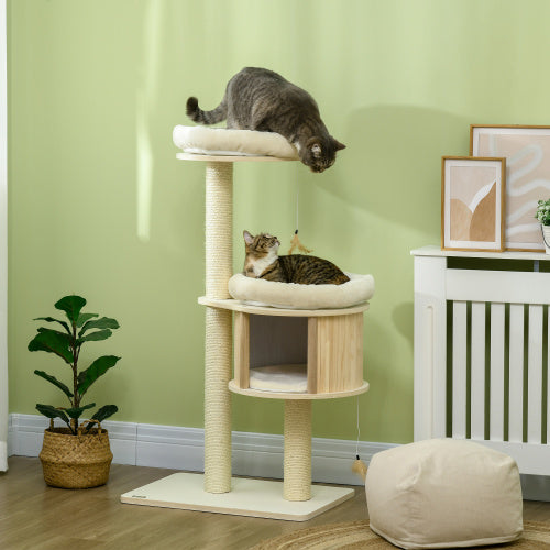 3-Level Cat Tree – Sisal Scratching Posts with Cushions
