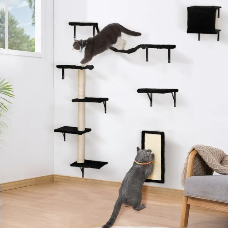 5-Piece Wall-Mounted Cat Climber Set – Modern Cat Activity Center