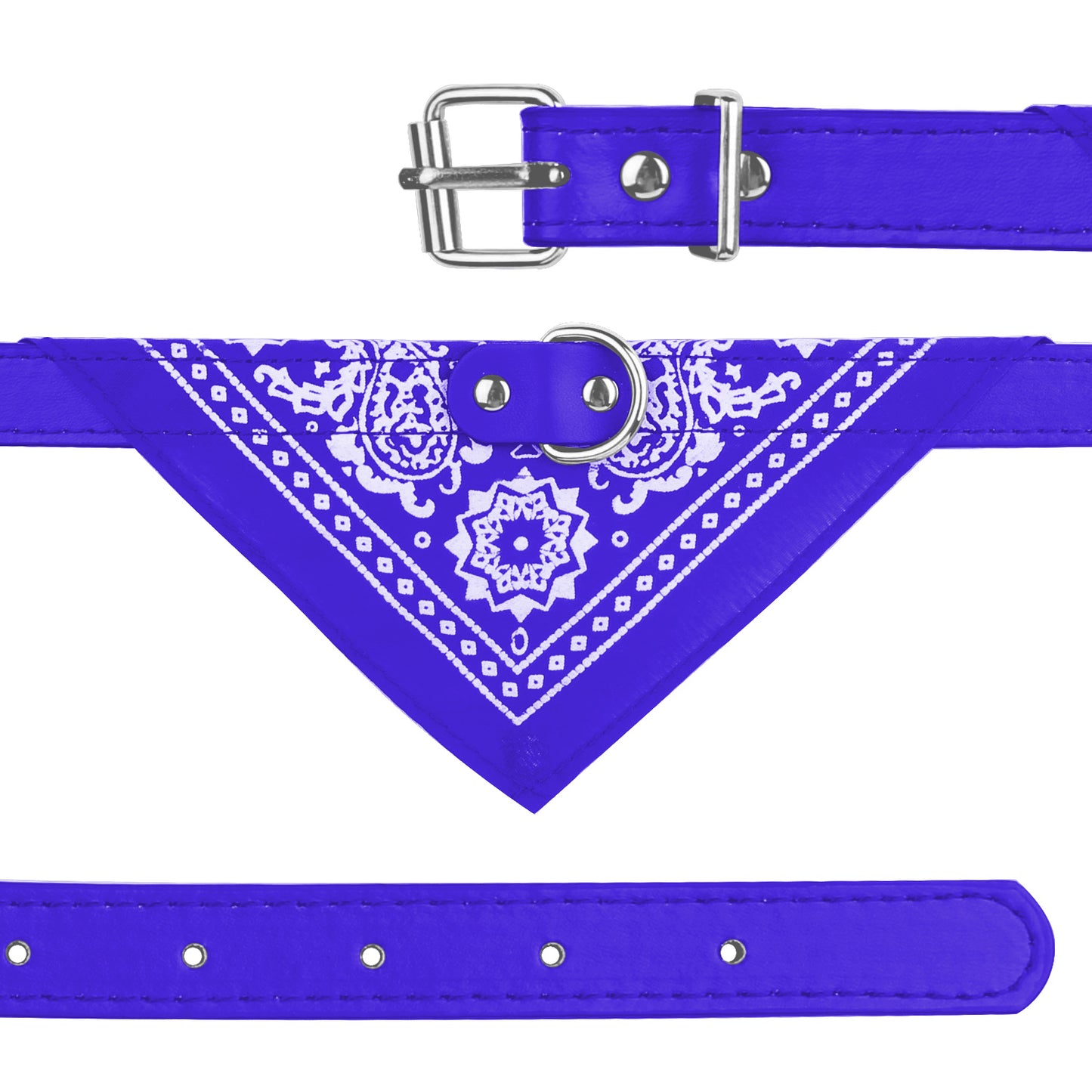 Adjustable Bandana Leather Pet Collar – Triangle Scarf Design