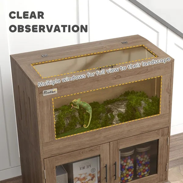 Fiery Habitat 30-Gallon Stackable Reptile Tank with Storage Cabinet