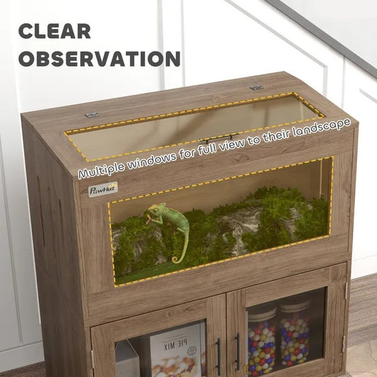 Fiery Habitat 30-Gallon Stackable Reptile Tank with Storage Cabinet