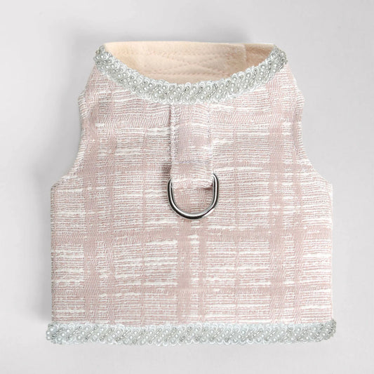 Luxury Genevieve dog harness for small dogs – elegant pearl and lace designer pet harness by FieryFur USA