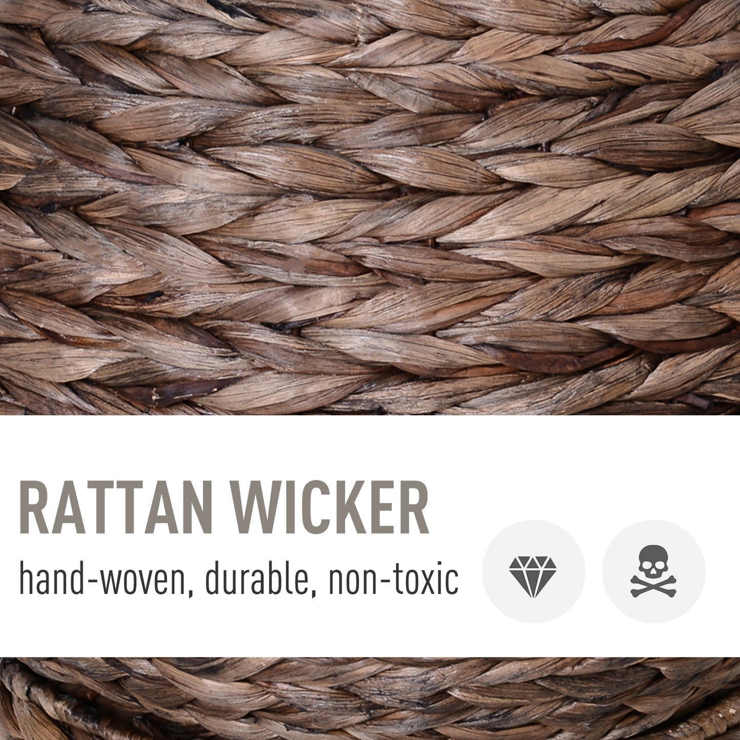 Handmade Wicker Elevated Cat Bed with Cushion — Dark Brown