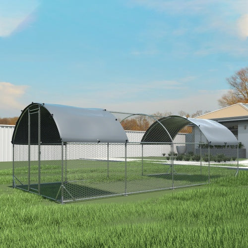 Large Metal Chicken Coop with UV-Proof Roof & Reinforced Steel Frame