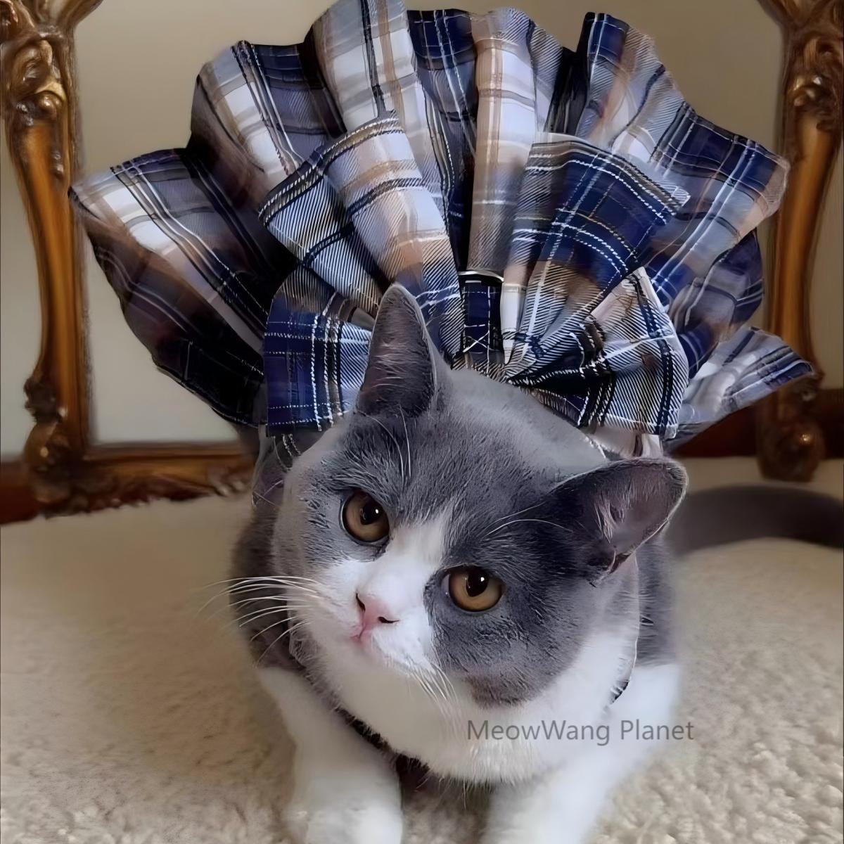 FieryFur Luxury JK Plaid Pet Harness Dress & Leash Set – Japanese School Uniform Style Vest for Cats & Small Dogs