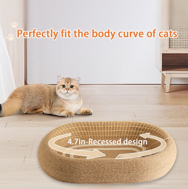 Fieryfur Sisal Cat Scratching Bed with Toy Ball