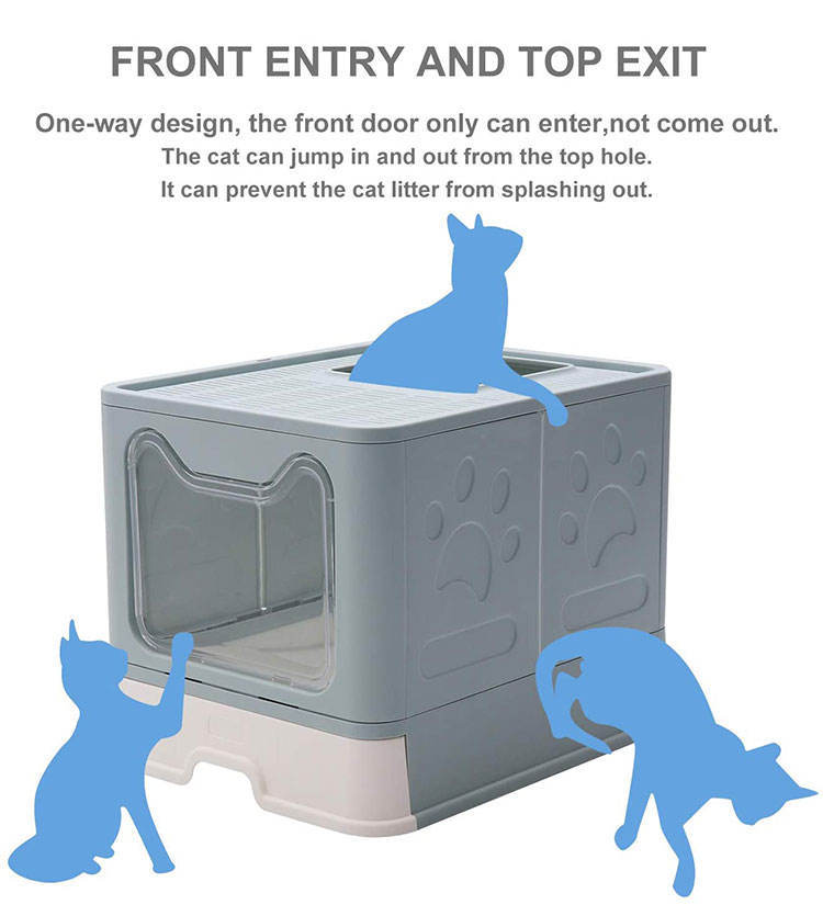 Cat Litter Box with Front Entry & Top Exit – Enclosed Extra Large Litter Box with Scoop & Filter Lid