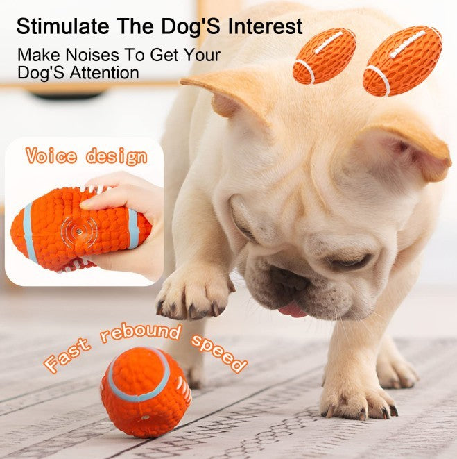 Squeaky Rubber Football for Dogs – Durable Fetch Toy for Aggressive Chewers, Heavy-Duty Interactive Ball