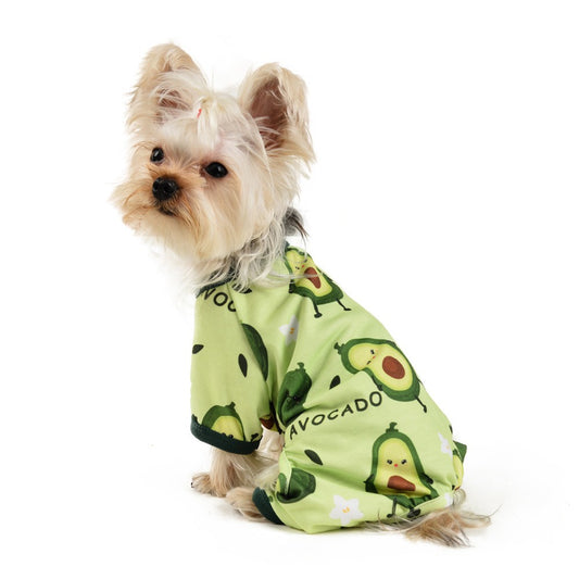 Four-Legged Dog Pajama Jumpsuit – All-Season Cotton Pet Clothing (Grass Green)