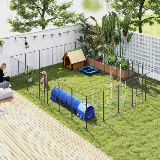 Dog Playpen for Indoor & Outdoor – 24 Panels, 44.5" Height with Lockable Doors