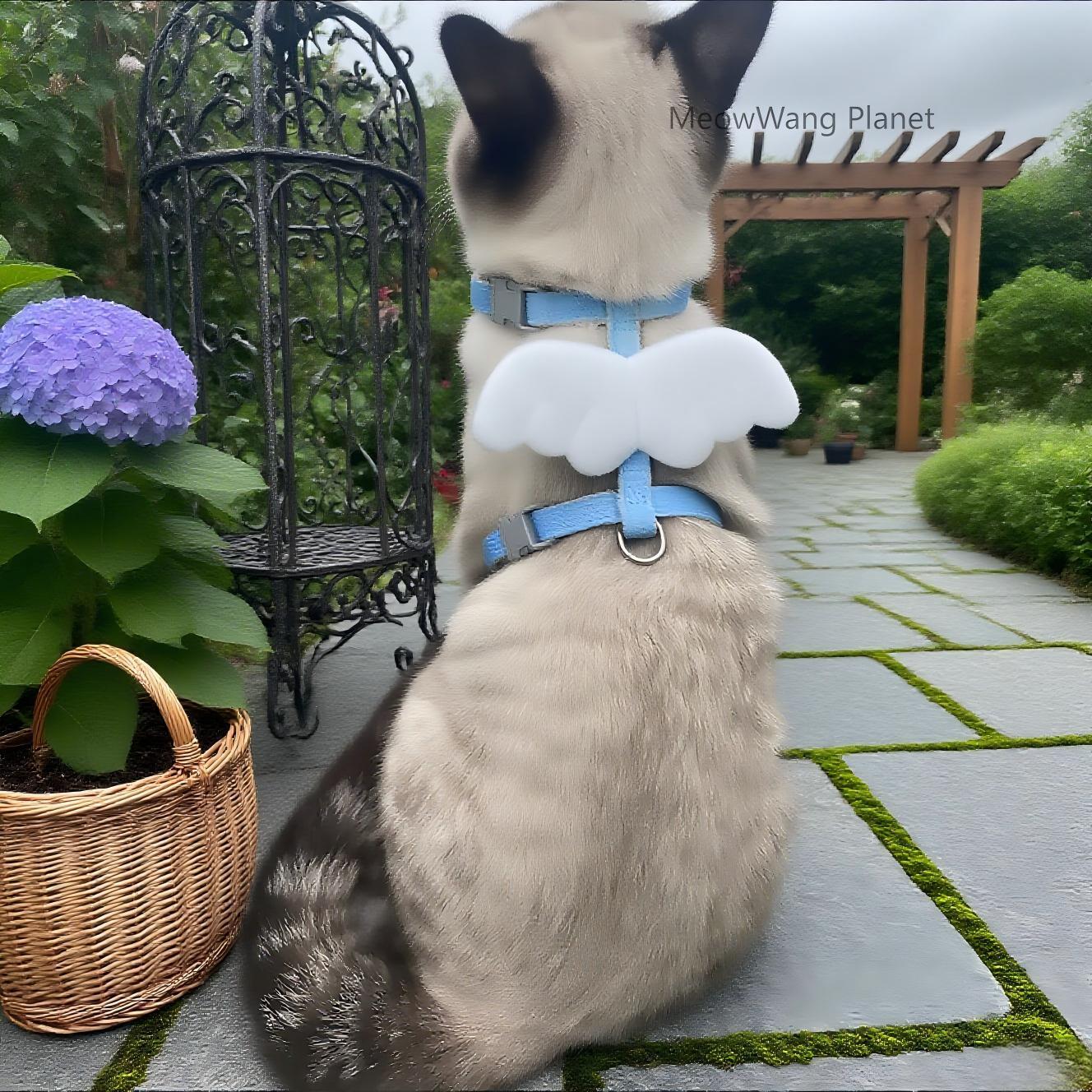 FieryFur Angel Wings Pet Harness & Leash Set – Adjustable Escape-Proof Vest for Cats & Small Dogs