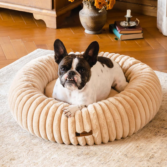 MEWOOFUN Calming Donut Dog Bed – Medium, Washable & Non-Slip