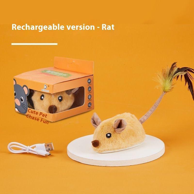 Electric Orange Mouse – Smart Interactive Cat Toy (Rechargeable)