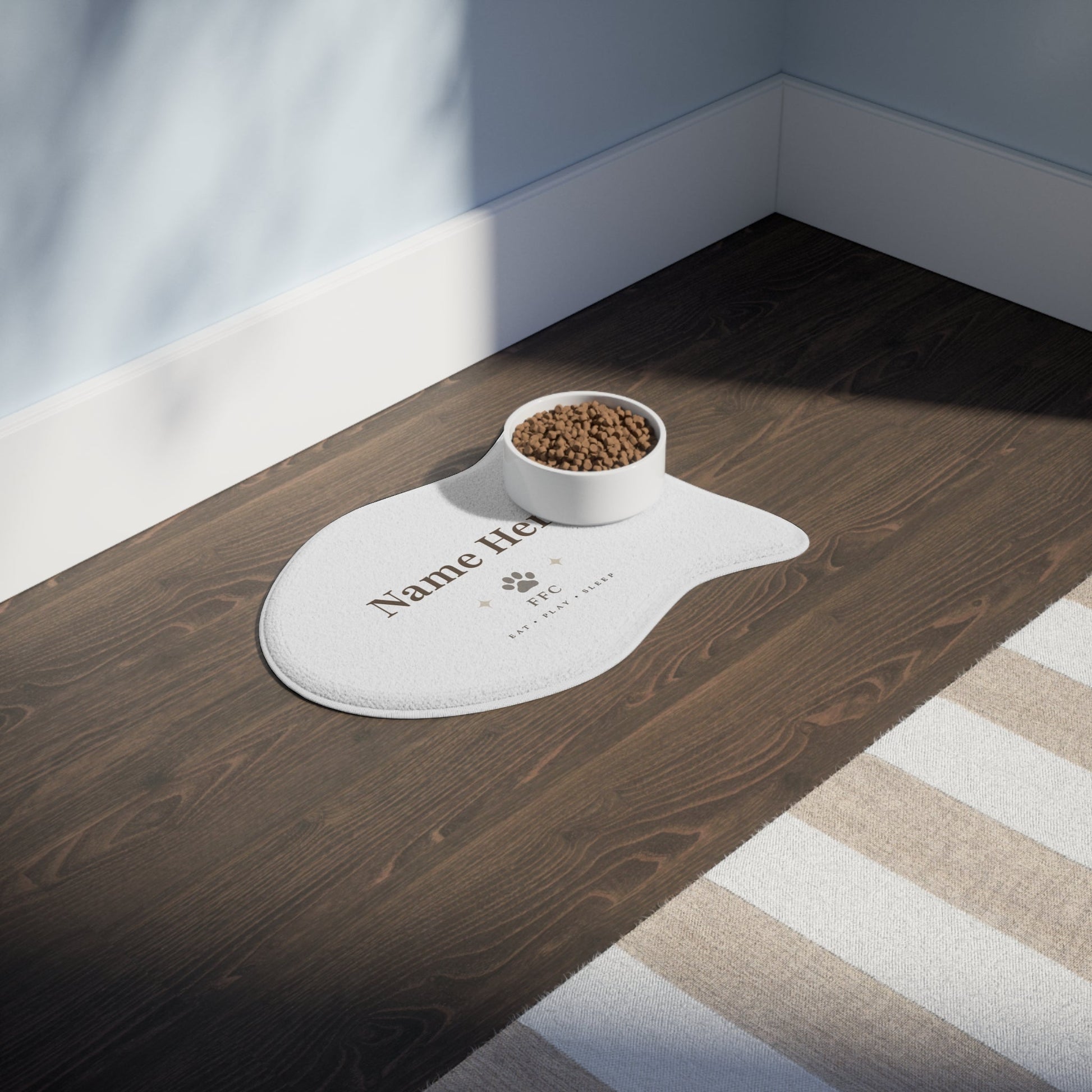 Personalized Pet Feeding Mat — Custom Name Paw Print Placemat (Eat • Play • Sleep) Printify
