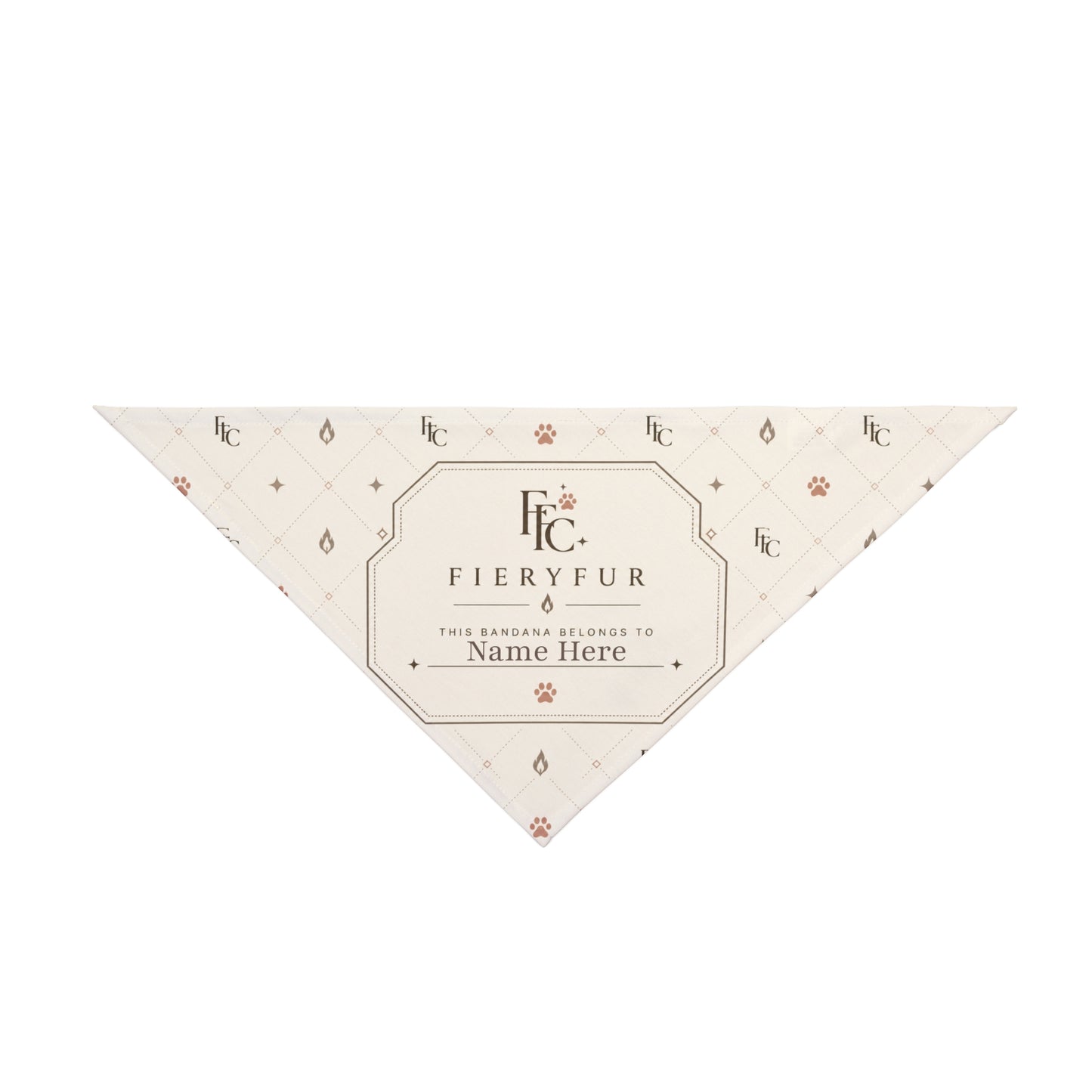 Luxury Personalized Pet Bandana for Dogs & Cats | Warm Ivory Fiery Couture