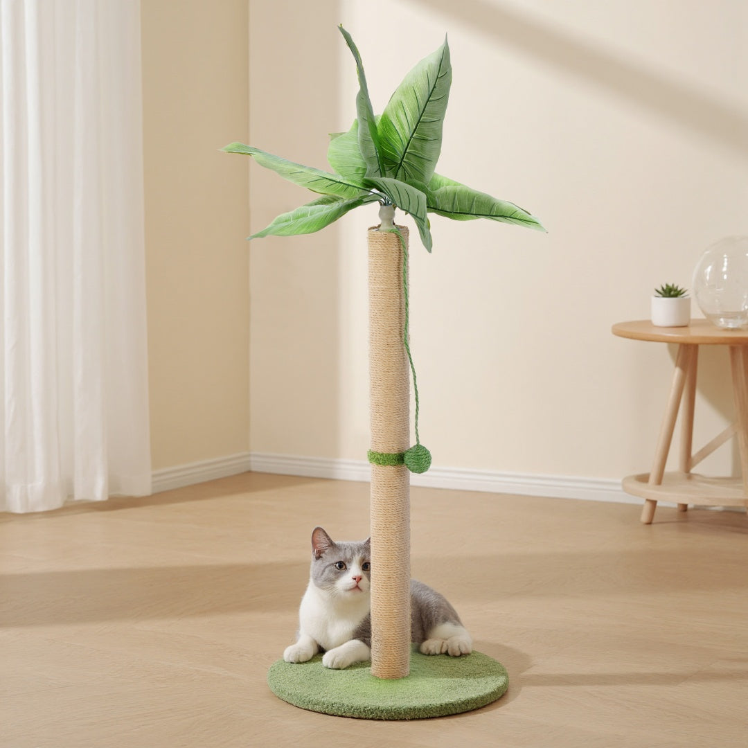 33 Inch Cat Scratching Post – Tall Palm Tree Design with Toy