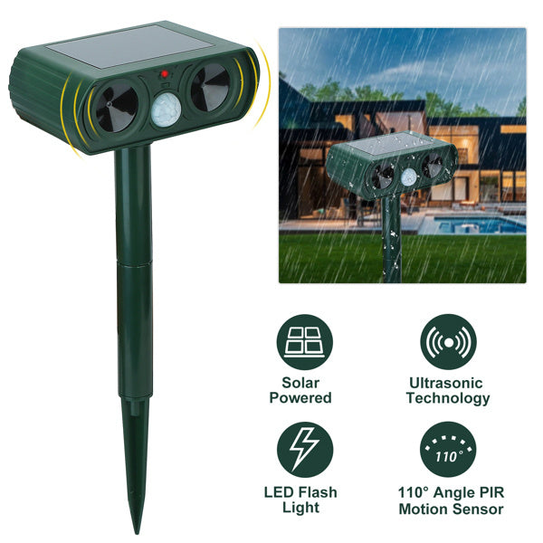 Ultrasonic Solar Animal Repellent – Motion Sensor Pest Deterrent