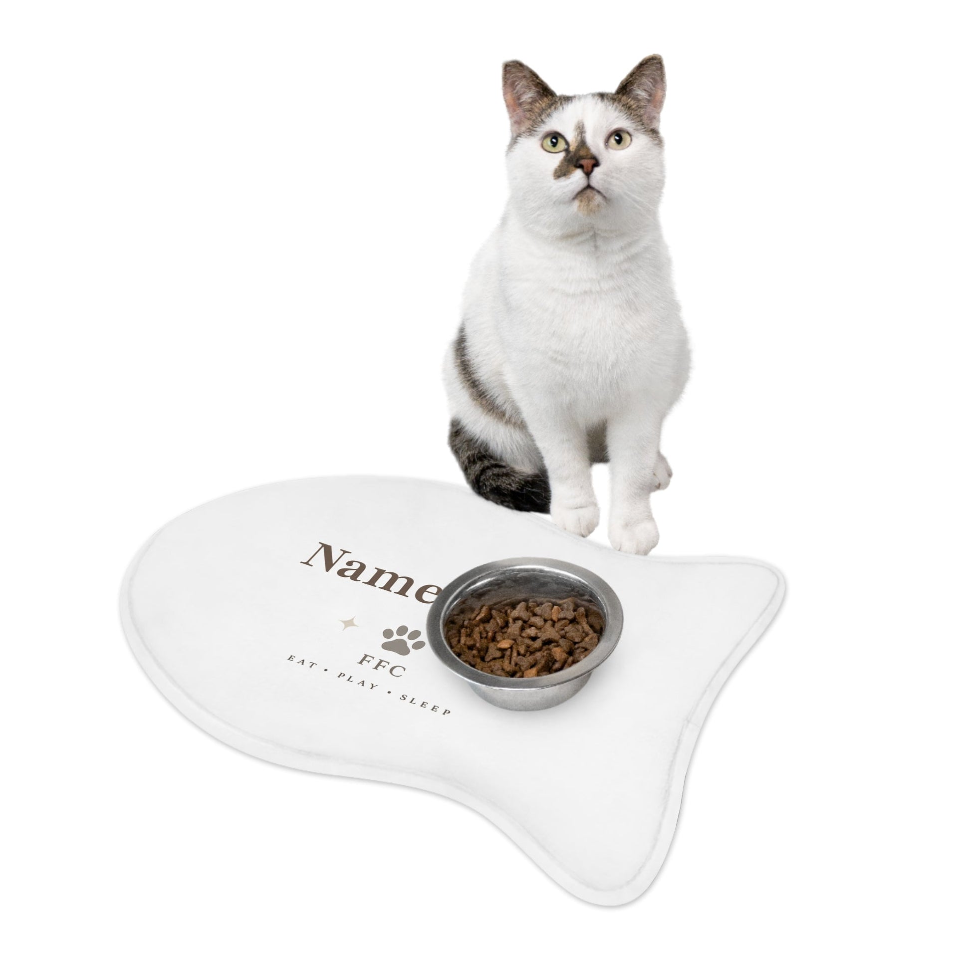 Personalized Pet Feeding Mat — Custom Name Paw Print Placemat (Eat • Play • Sleep) Printify