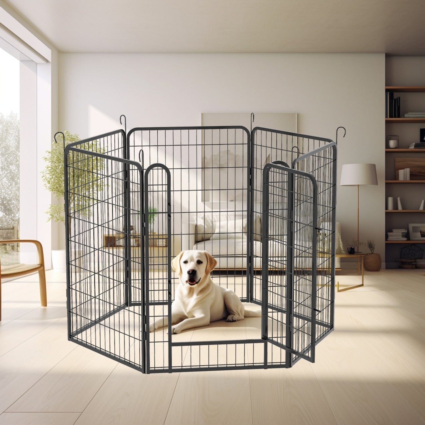 Fiery Guard 6-Panel Metal Dog Playpen – Secure, Sturdy & Spacious