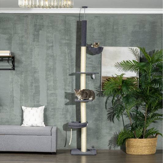 Floor to Ceiling Cat Tree – Adjustable Multi-Level Climbing Tower