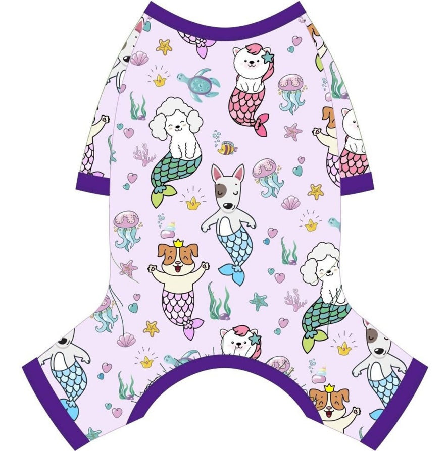 Mermaid Dog Pajamas – Soft Stretchy Pet Onesie for Small Dogs