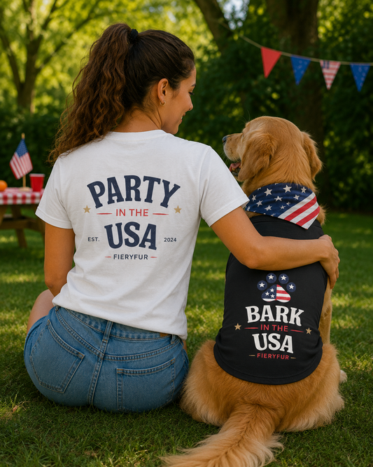 Matching 4th of July Shirt & Dog Vest Bundle | Fiery Couture Fieryfur