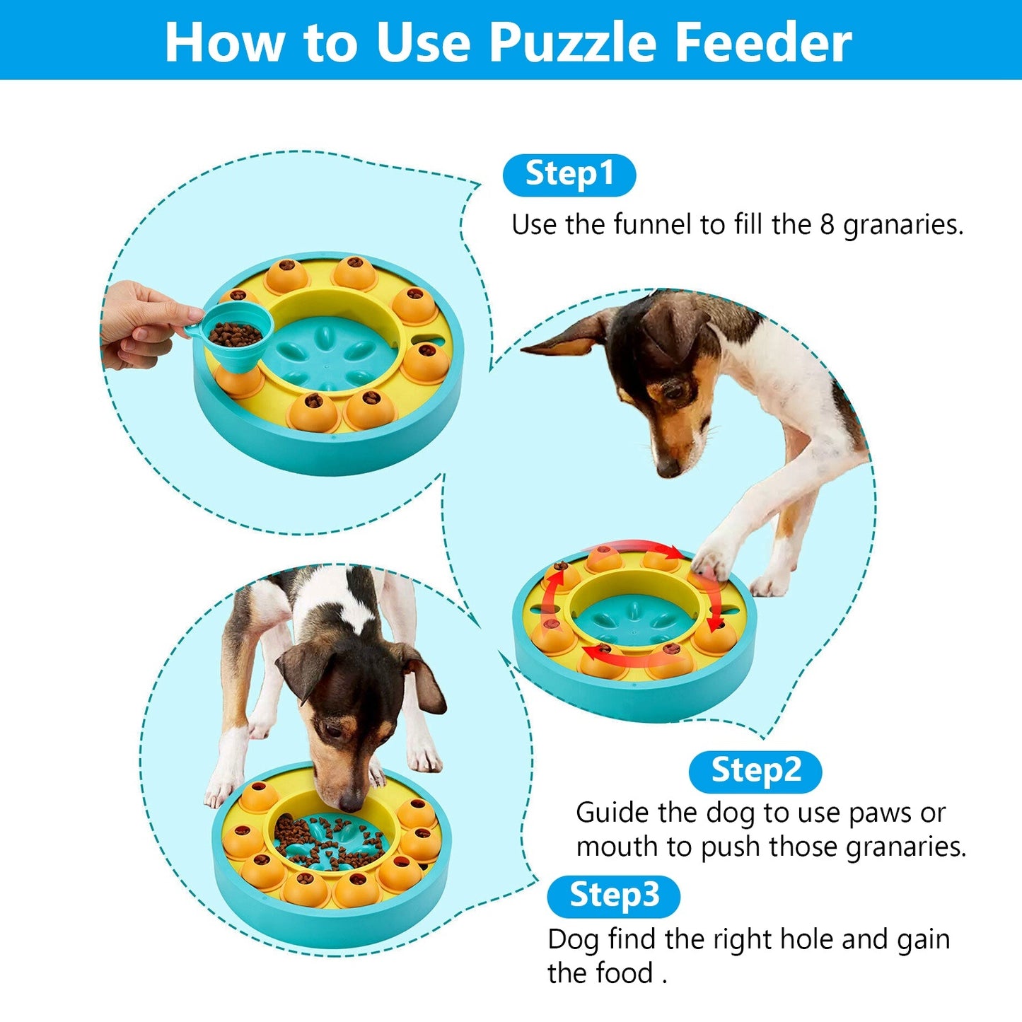 Interactive Dog Puzzle Feeder Toy – Slow Feeding Wheel with Treat Dispenser for IQ Training & Mental Enrichment