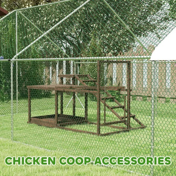 Wooden Chicken Activity Play Set with Perch, Swing, Ladder, Platforms & Feeder Storage – Coffee