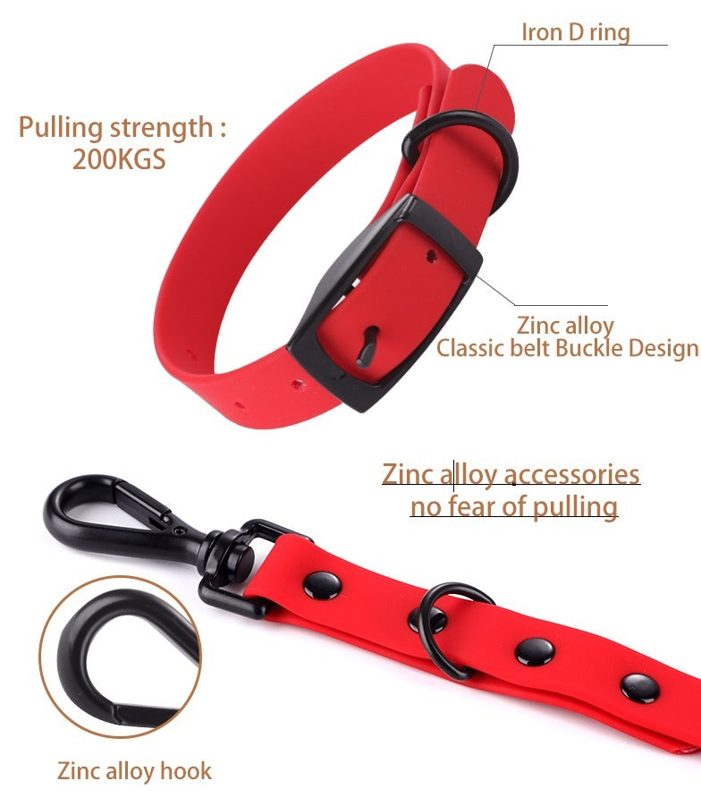 FieryFur Silicone Pet Collar & Leash Set – Waterproof, Adjustable & Easy to Clean for Small to Large Dogs