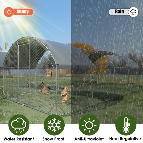 Large Metal Chicken Coop with UV-Proof Roof & Reinforced Steel Frame
