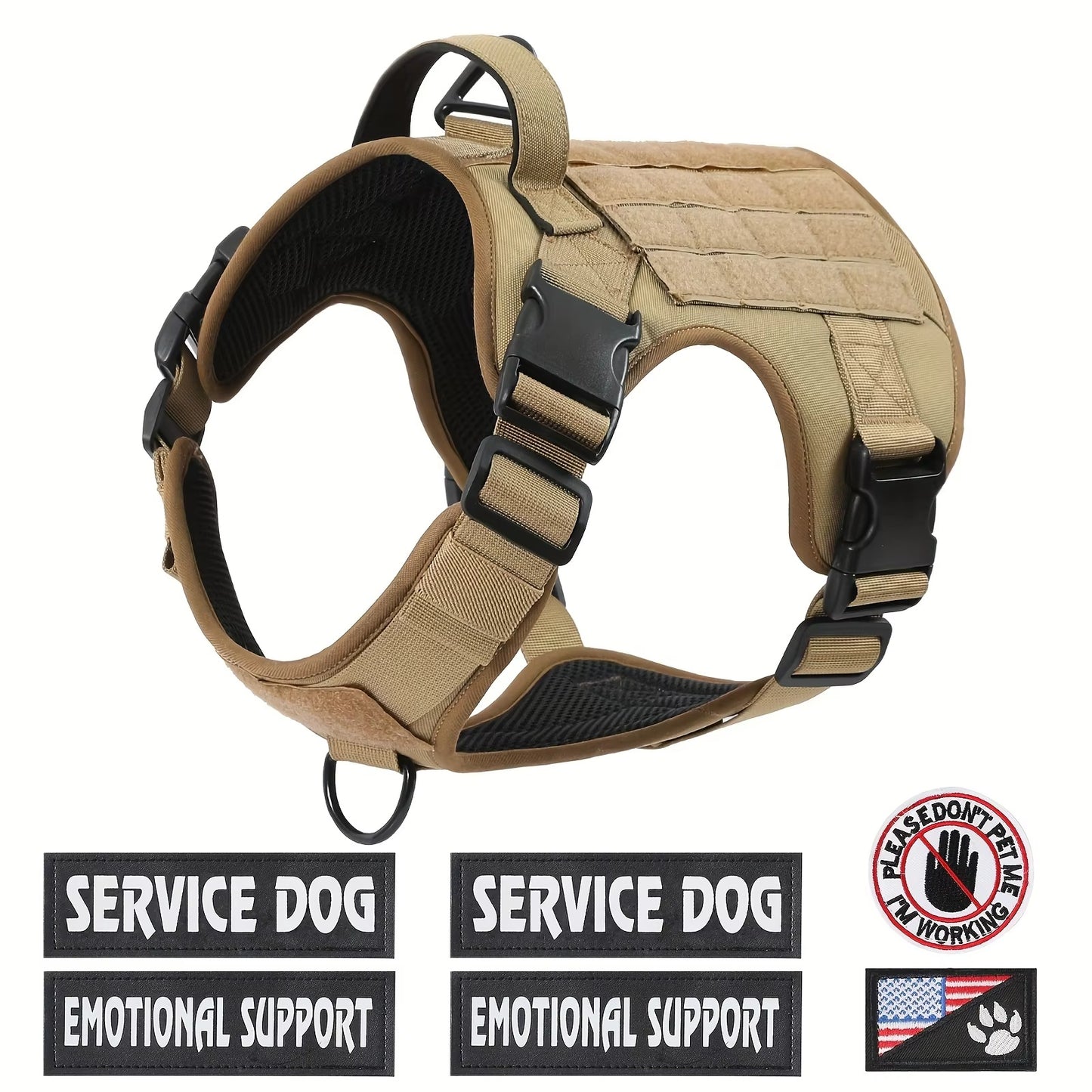 FieryFur Tactical Dog Harness Vest – Adjustable, Reflective, and Durable Service Dog Training Harness