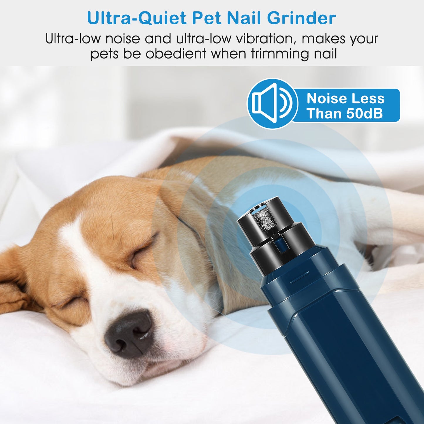 2-Speed USB Rechargeable Pet Nail Grinder – Quiet, Professional Grooming for Dogs & Cats