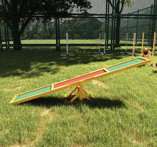 Wooden Dog Agility Seesaw, Training And Exercise Equipment, Weather Resistant, 71  L, Natural