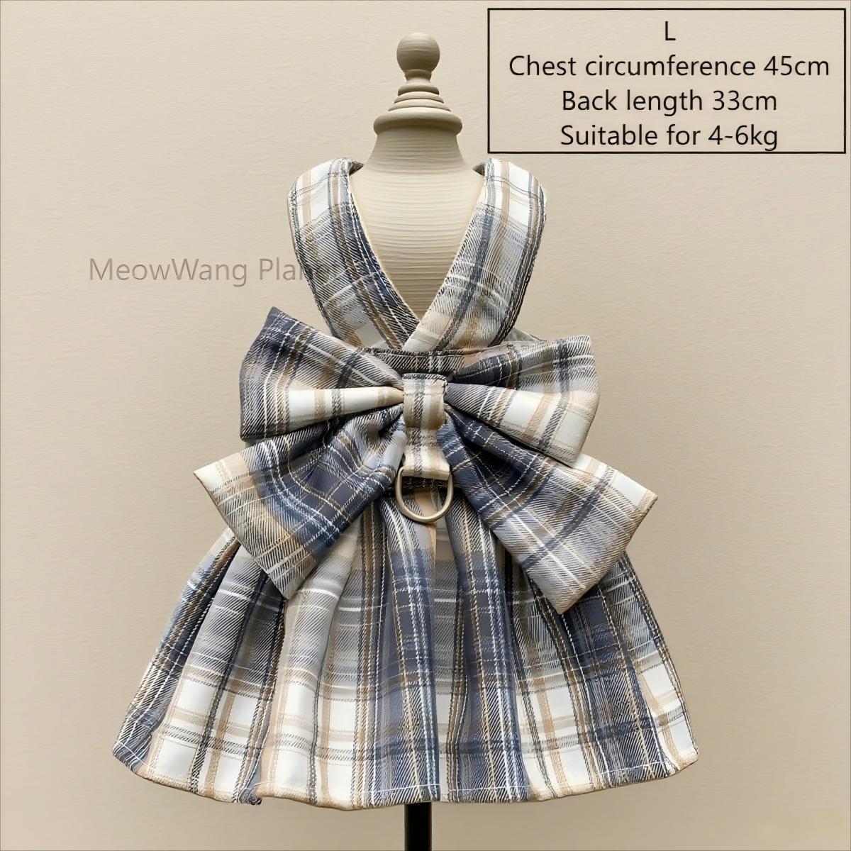 FieryFur Luxury JK Plaid Pet Harness Dress & Leash Set – Japanese School Uniform Style Vest for Cats & Small Dogs