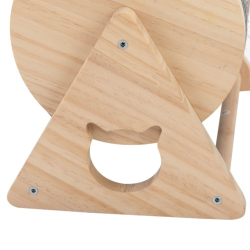 Wooden 360° Rotating Cat Scratch Toy with Bell – Natural Wood Cat Post for Indoor Cats