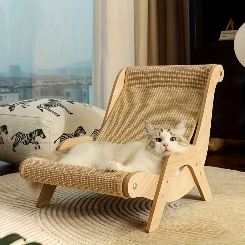 Fiery Lounge 2-in-1 Cat Hammock & Scratching Post – Durable Linen Rope Resting Chair for All Seasons