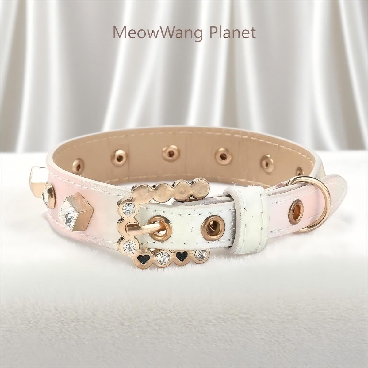 FieryFur Luxury Gemstone Pet Collar & Leash Set – Handcrafted Jewel-Accented Adjustable Necklace Style for Cats & Small to Medium Dogs