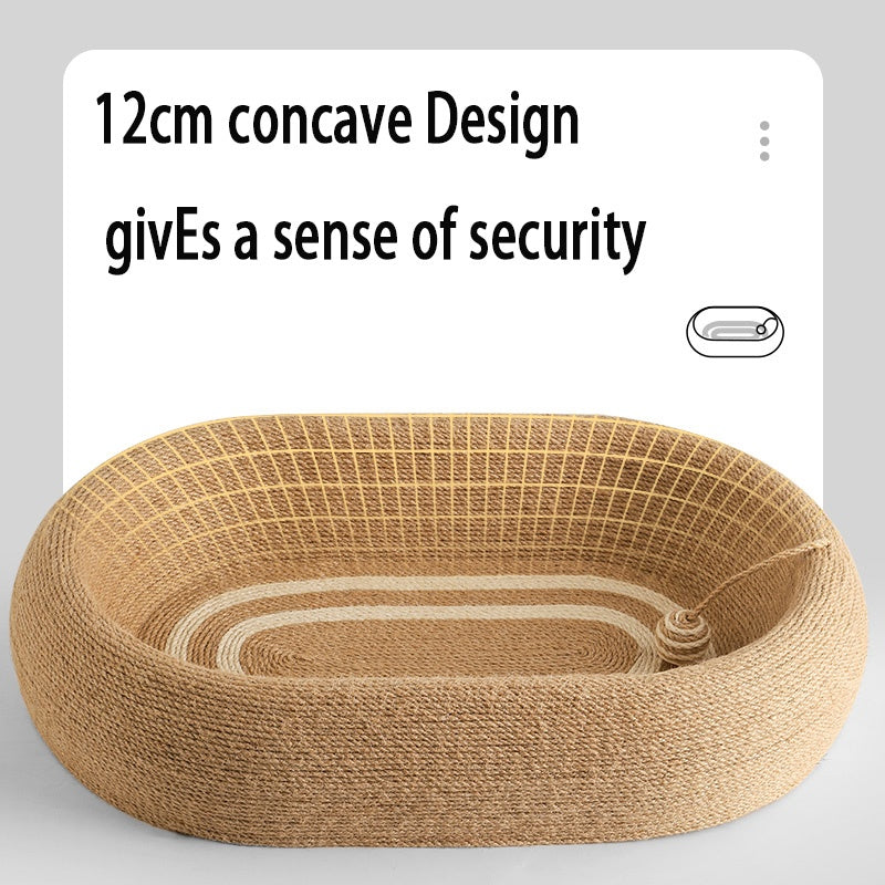 Fieryfur Sisal Cat Scratching Bed with Toy Ball