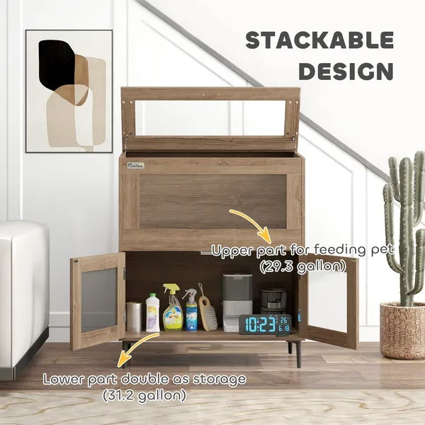 Fiery Habitat 30-Gallon Stackable Reptile Tank with Storage Cabinet