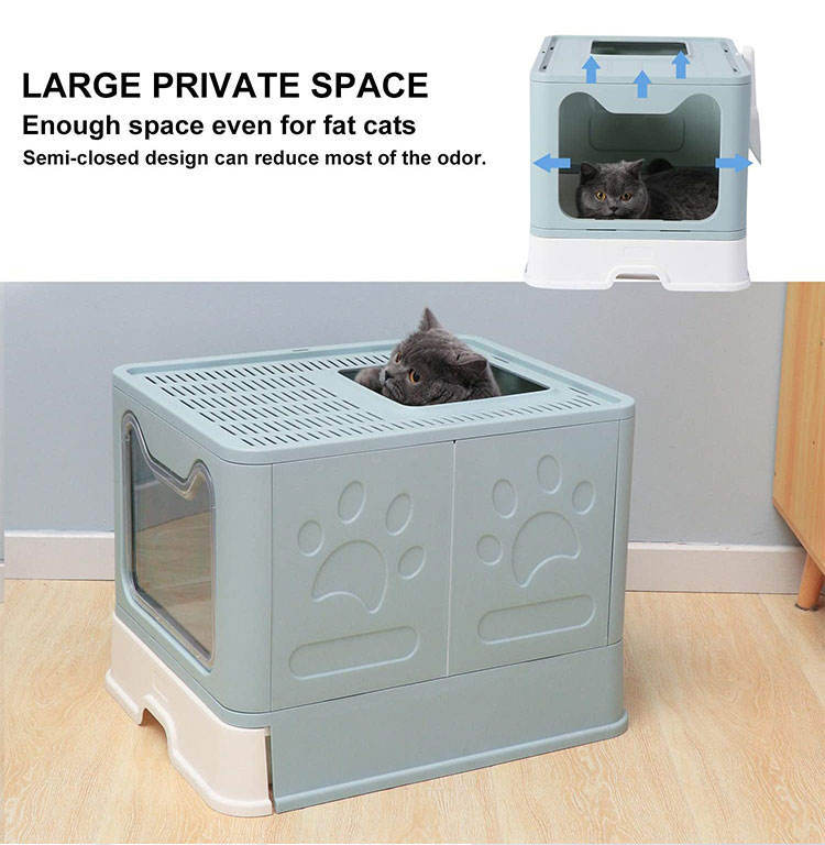Cat Litter Box with Front Entry & Top Exit – Enclosed Extra Large Litter Box with Scoop & Filter Lid