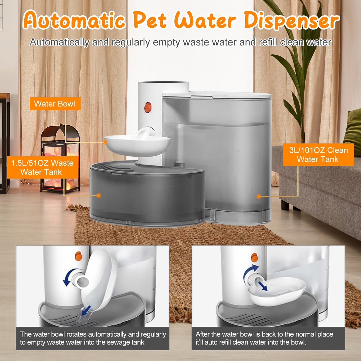 Smart Pet Water Fountain – 3L Cordless Rechargeable Automatic Water Dispenser for Cats and Dogs
