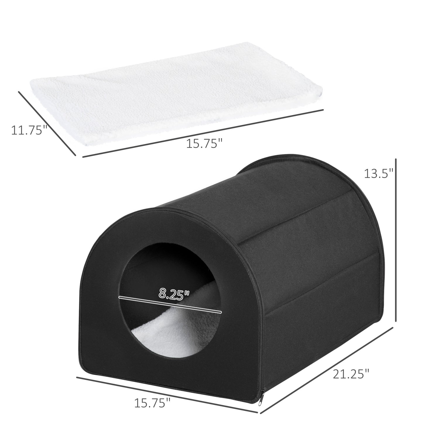 Fiery Haven Winter Heated Double Cat House – Black